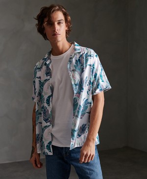 Superdry Hawaiian Box Férfi Rövid Ujjú Ing Fehér | FMOGA5624